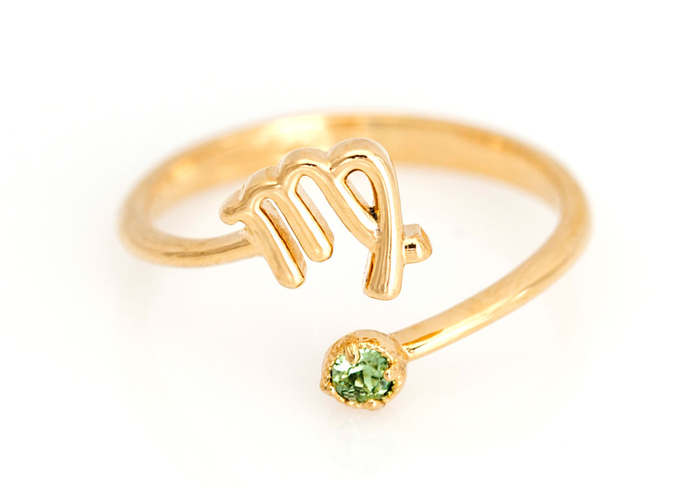 انگشتر طلا زنانه زبرجد ، انگشتر نماد ماه تولد شهریور