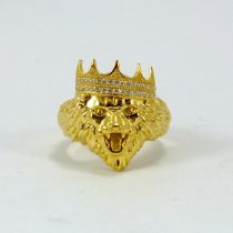 انگشتر طلا طرح شیر تاج جواهری