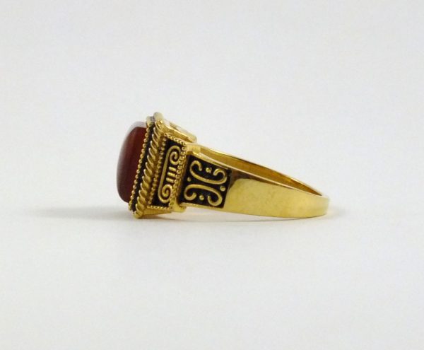 انگشتر طلا زنانه عقیق سرخ طرح آفرودیت G264-5