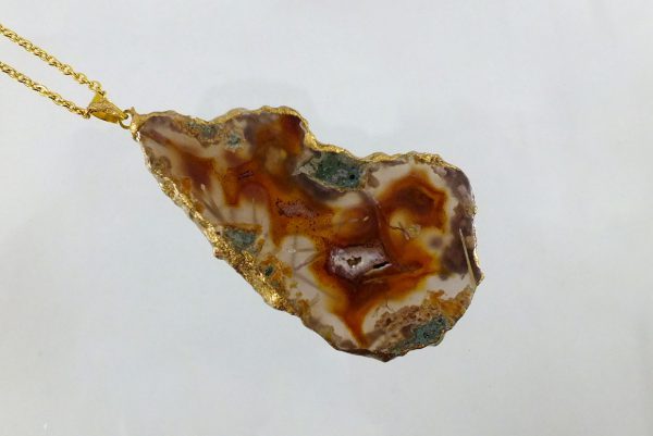 گردنبند اسلایس سنگ راف عقیق سلیمانی روتایلی کد N526