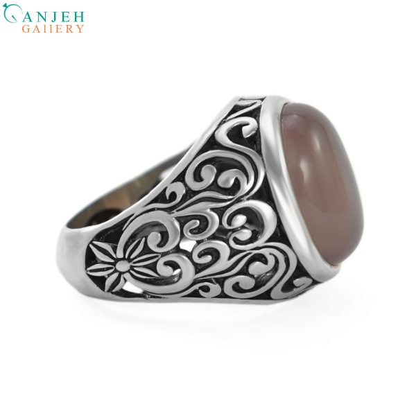انگشتر نقره مردانه عقیق سوسنی اصل طرح اسلیمی کد S1024-7