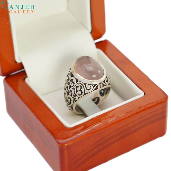 انگشتر نقره مردانه عقیق سوسنی اصل طرح اسلیمی کد S1024-8