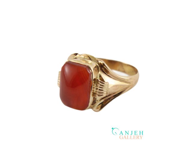 انگشتر طلای عقیق سرخ طرح گالر یزد کد G289-1