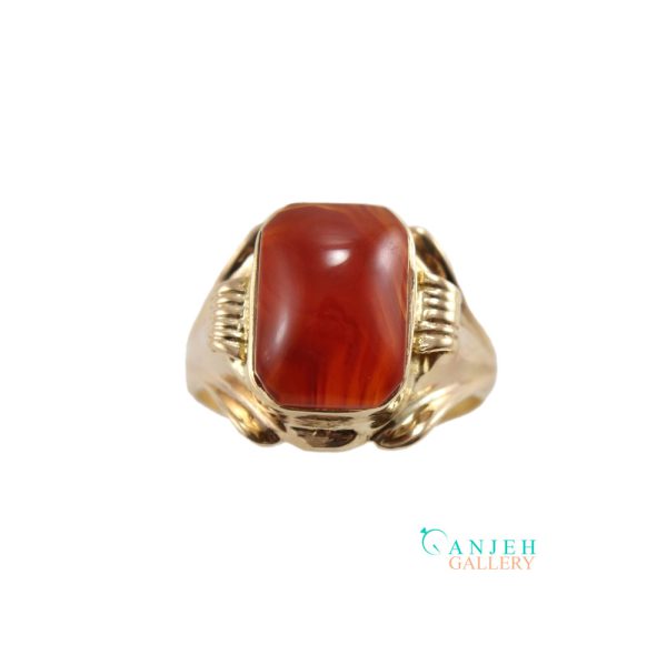انگشتر طلای عقیق سرخ طرح گالر یزد کد G289-2