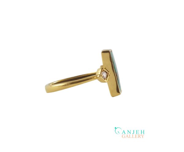 انگشتر زنانه طلا با سنگ فیروزه نیشابوری طرح شینا کد G290-2