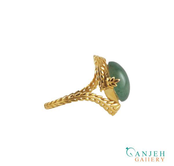 انگشتر طلای زنانه عقیق سبز طرح گندم کد G300-3