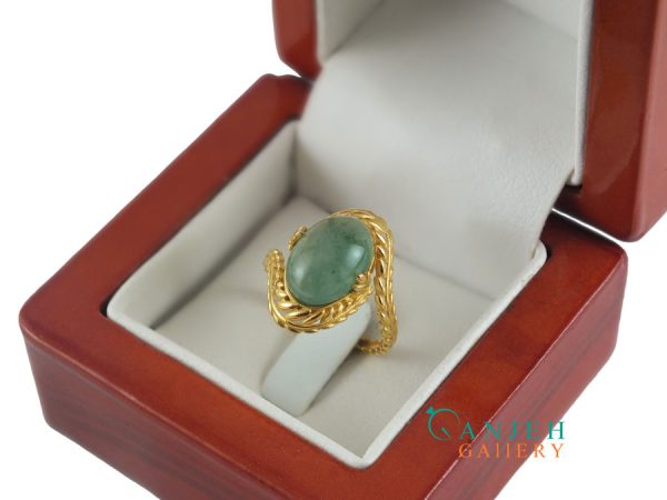 انگشتر طلای زنانه عقیق سبز طرح گندم کد G300-4