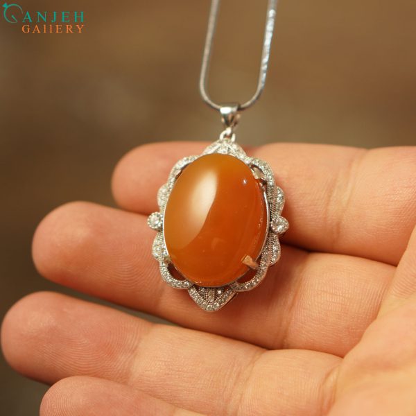گردنبند نقره زنانه عقیق یمنی طرح یسنا کد S1094-1
