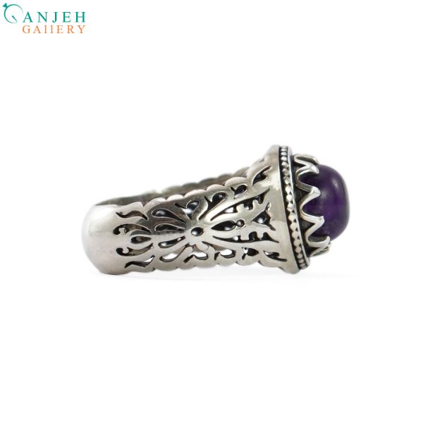 انگشتر آمتیست مردانه طرح چکاد کد S1097-2