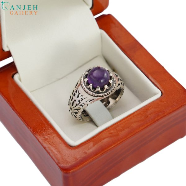 انگشتر آمتیست مردانه طرح چکاد کد S1097-3