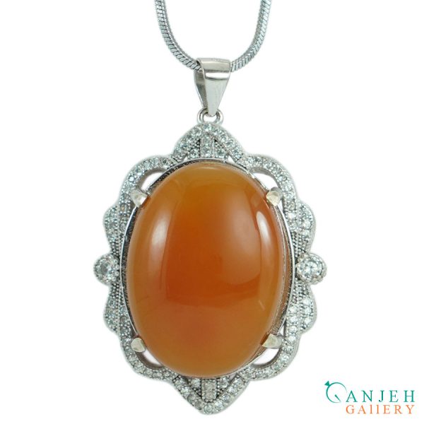 گردنبند نقره زنانه عقیق یمنی طرح یسنا کد S1094-6