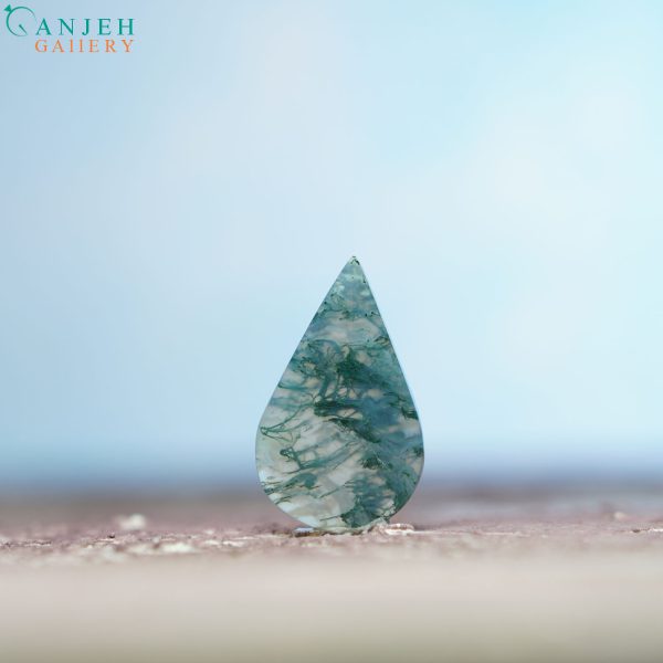 نگین عقیق شجر خزه ای اشکی شکل کد N484-2