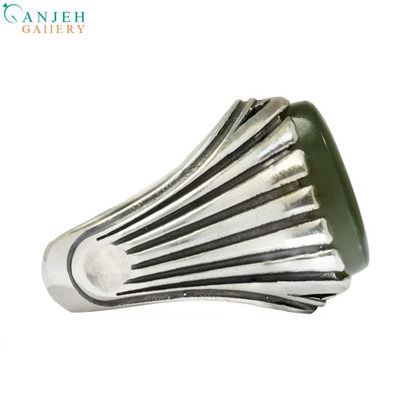 انگشتر نقره مردانه یشم یمنی طرح مسیحا کد S1190-2