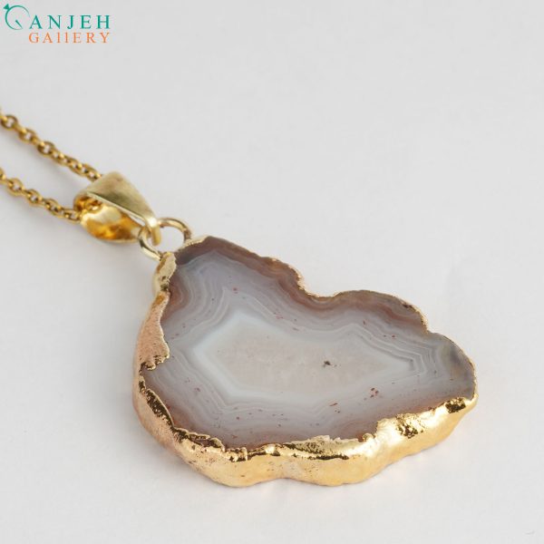 آویز سنگی عقیق سلیمانی زنانه کد N613-1