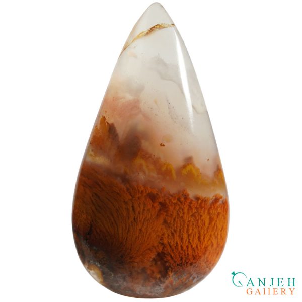 نگین طرح اشکی عقیق شجر پاییزی کد N968 - گنجه گالری
