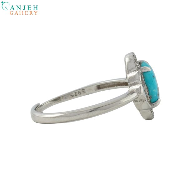 انگشتر نقره زنانه خارجی فیروزه نیشابور طرح پرنسا کد S1273-1