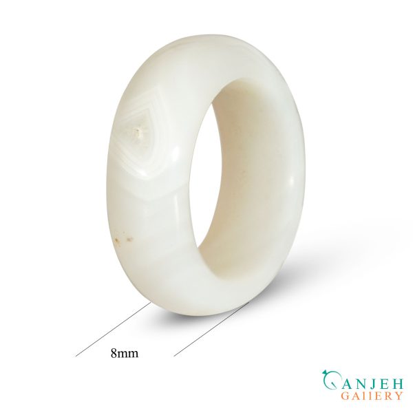 حلقه سنگی عقیق سلیمانی سفید کد N167-8 ، گالری جواهرات گنجه