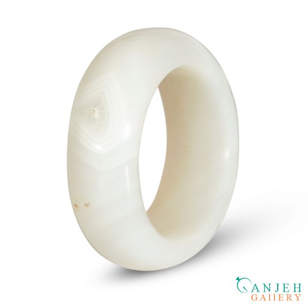 حلقه سنگی عقیق سلیمانی سفید کد N167-9 ، گالری جواهرات گنجه