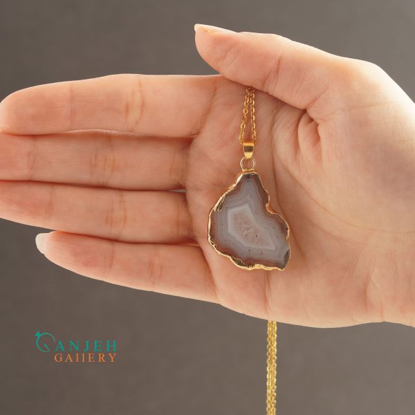 آویز سنگی عقیق سلیمانی زنانه کد N613-9