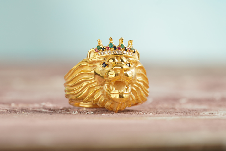 انگشتر طلا شیر جواهری ساخته شده در گالری گنجه