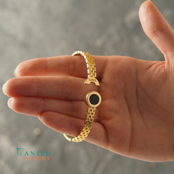 دستبند طلای زنانه نگین عقیق مشکی طرح حورا کد G359-3