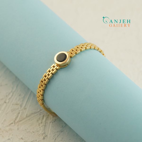 دستبند طلای زنانه نگین عقیق مشکی طرح حورا کد G359-5