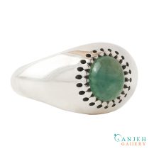 انگشتر نقره مردانه عقیق سبز کاملا طبیعی طرح فیلی کد S1333-6 ، گالری جواهرات گنجه