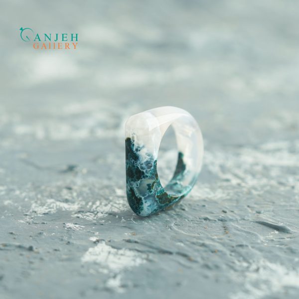 انگشتر سنگی عقیق خزه ای کد N178-1 ، گالری جواهرات گنجه