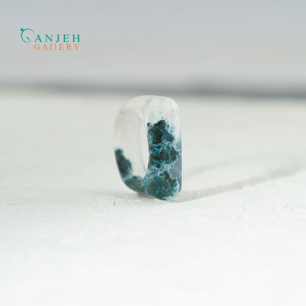 انگشتر سنگی عقیق خزه ای کد N178-3 ، گالری جواهرات گنجه