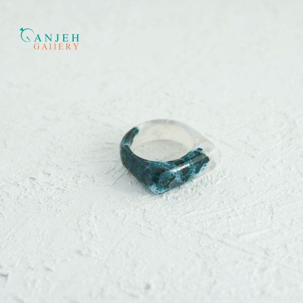 انگشتر سنگی عقیق خزه ای کد N178-4 ، گالری جواهرات گنجه