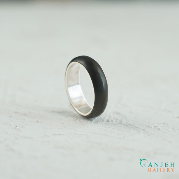 حلقه سنگی حدید با رینگ نقره کد N180-1
