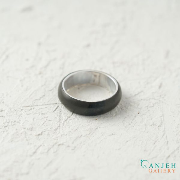 حلقه سنگی حدید با رینگ نقره کد N180-2