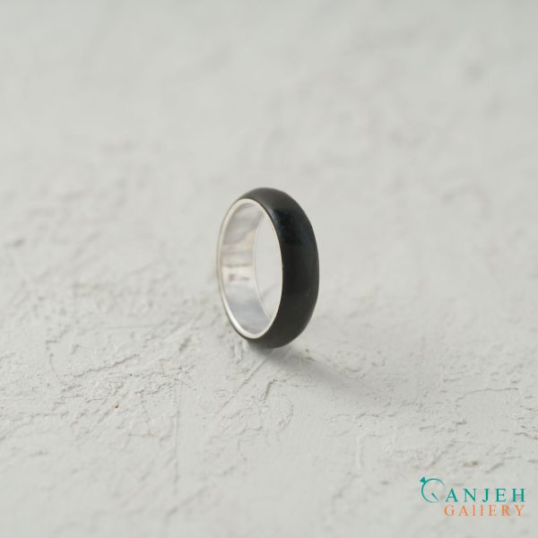 حلقه سنگی حدید با رینگ نقره کد N180-3