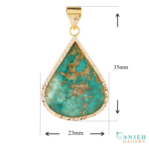 گردنبند فیروزه طلا دست ساز طرح اشکی کد G369-1 ، گالری جواهرات گنجه