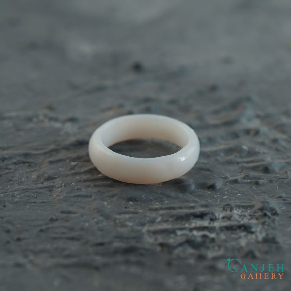 حلقه سنگی عقیق سفید کد N190-2 ، گالری جواهرات گنجه