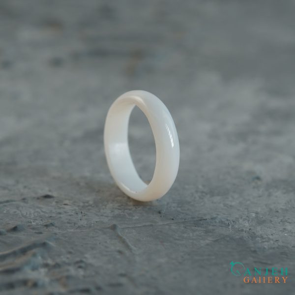 حلقه سنگی عقیق سفید کد N190-3 ، گالری جواهرات گنجه