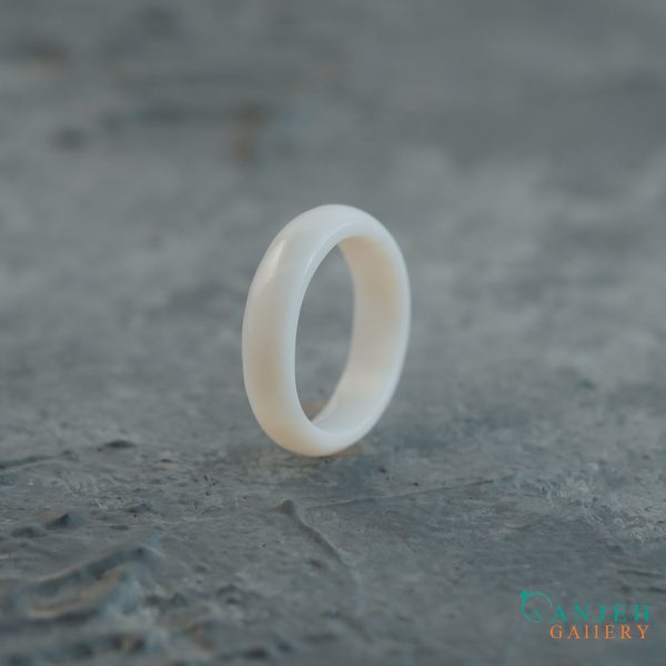 حلقه سنگی عقیق سفید کد N190-5 ، گالری جواهرات گنجه