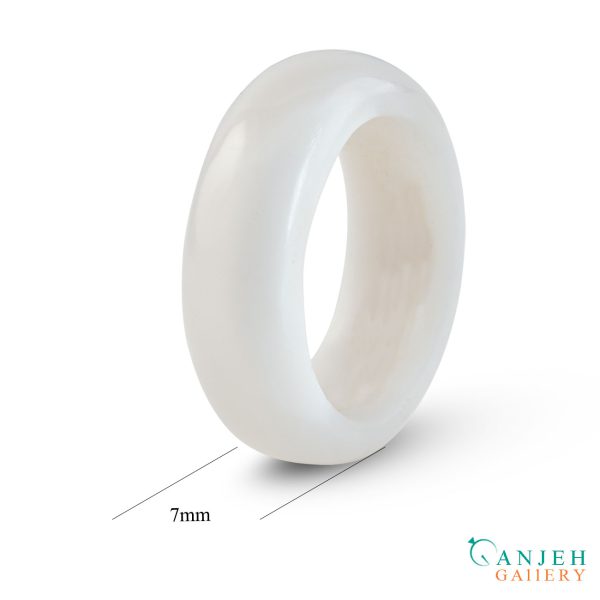 حلقه سنگی عقیق سلیمانی سفید کد N191-گالری جواهرات گنجه
