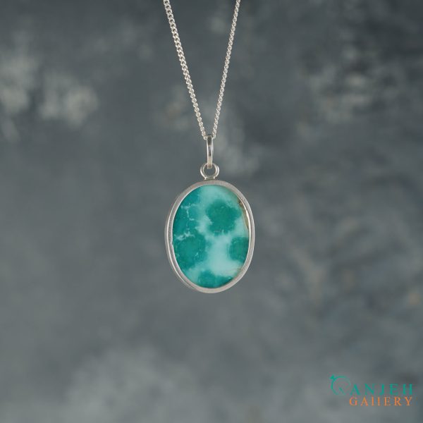گردنبند فیروزه اصل طرح ابر و بادی کد S1346-2 ، گالری جواهرات گنجه
