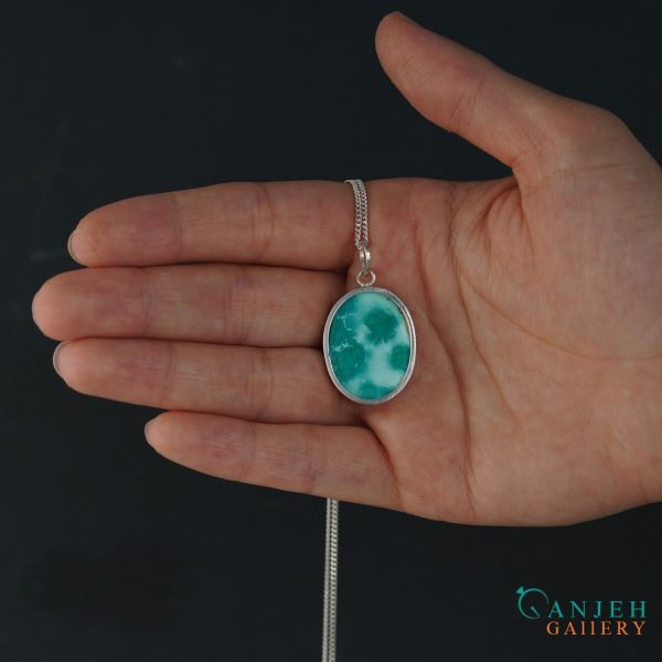 گردنبند فیروزه اصل طرح ابر و بادی کد S1346-3 ، گالری جواهرات گنجه