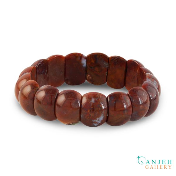 دستبند سنگی عقیق اصل قرمز کد N657-14 ، گالری جواهرات گنجه