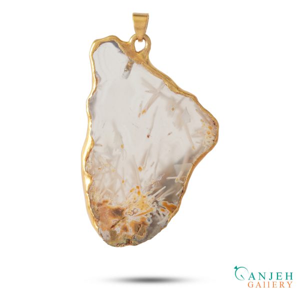 گردنبند سنگی عقیق روتایلی یا سوزنی اصل کد N662 - گالری جواهرات گنجه