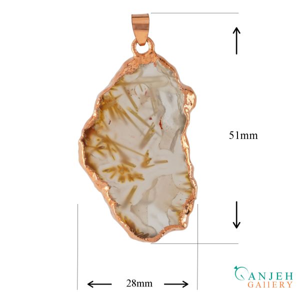 گردنبند سنگی عقیق روتیلی کد N671-گالری جواهرات گنجه