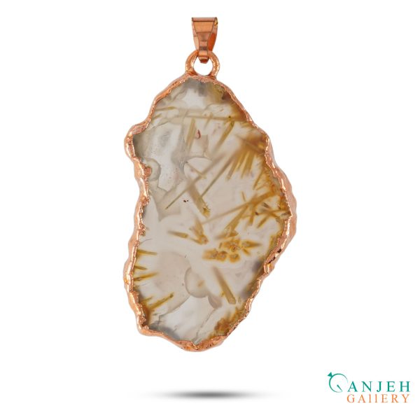 گردنبند سنگی زنانه عقیق سوزنی کد N671-گالری جواهرات گنجه