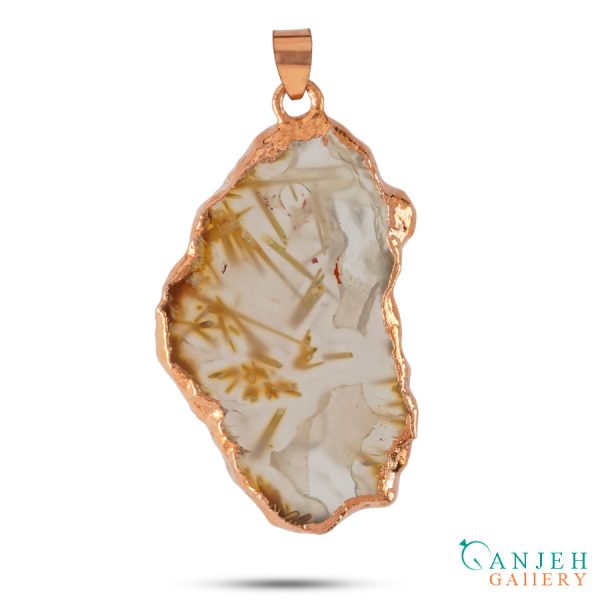 گردنبند سنگی زنانه عقیق روتیلی کد N671-گالری جواهرات گنجه