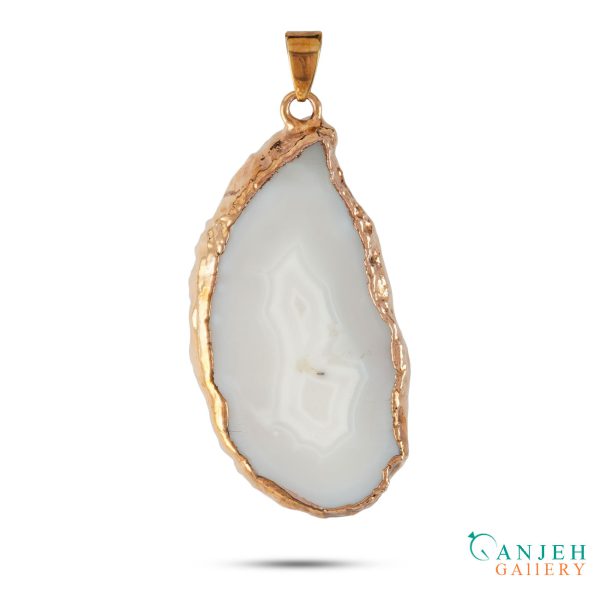 گردنبند عقیق سفید سلیمانی طبیعی کد N673-گالری جواهرات گنجه