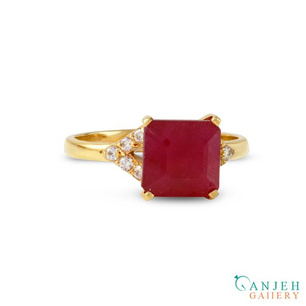 انگشتر طلا یاقوت سرخ طرح روژین کد G374-5 ، گالری جواهرات گنجه