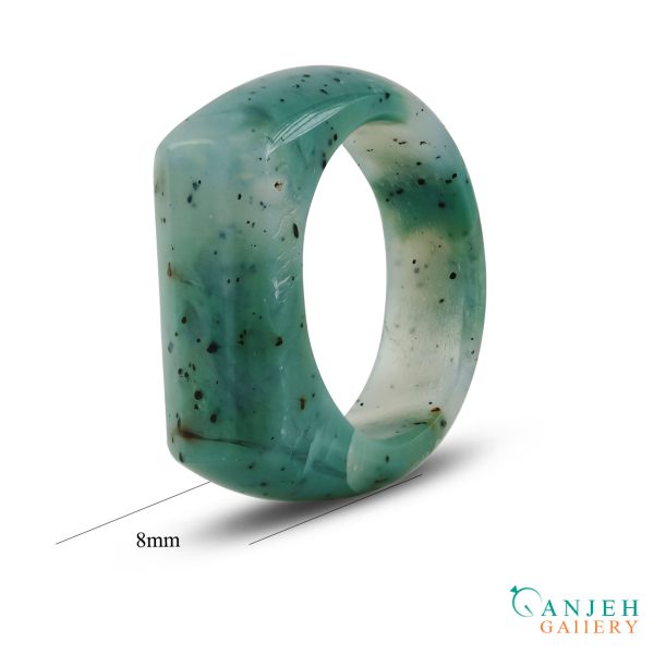 انگشتر سنگی عقیق کلسدونی سبز زنانه کدN197-گالری جواهرات گنجه