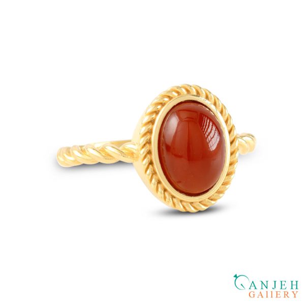 انگشتر طلا عقیق سرخ طرح زریس کد G383-گالری جواهرات گنجه