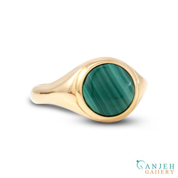 انگشتر طلا مالاکیت طرح هور کد G390-گالری جواهرات گنجه
